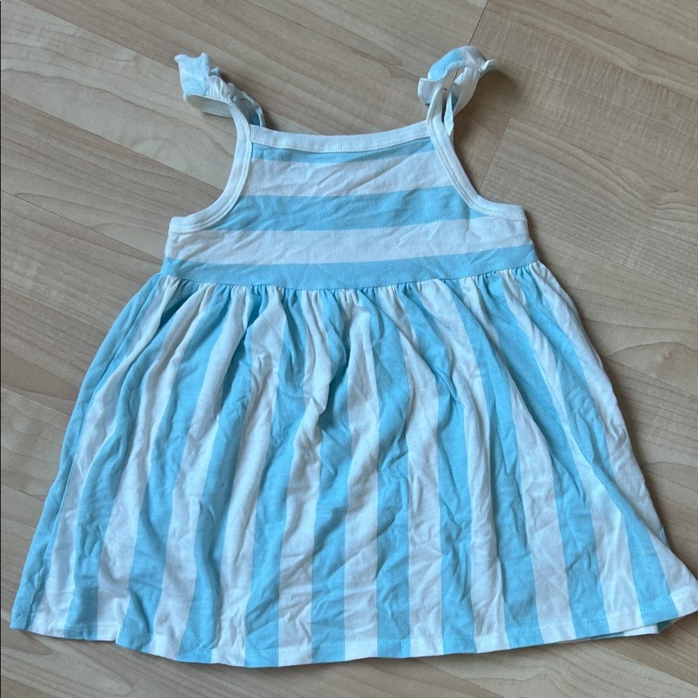 Girls Blue and White Striped Sundress